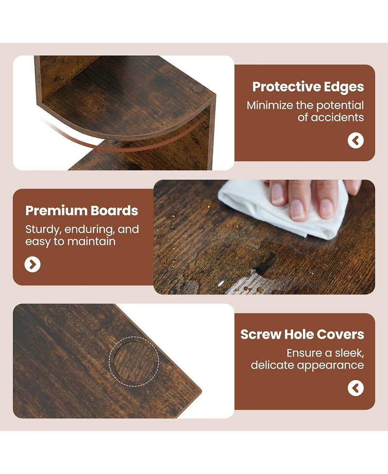 Gouun 5-Tier Wall Mounted Corner Shelf with Floating Design, 8 x 8 x 50