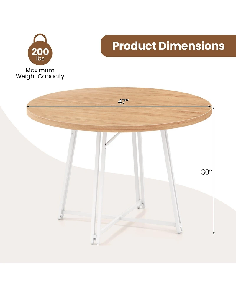 Gouun 47 in Round Kitchen Table with Cross Base for 4-6 People