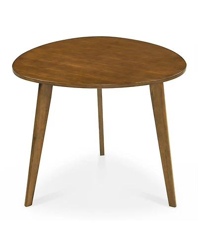 Gouun Farmhouse 35.5 in Round Dining Table in Rubber Wood for 4 People