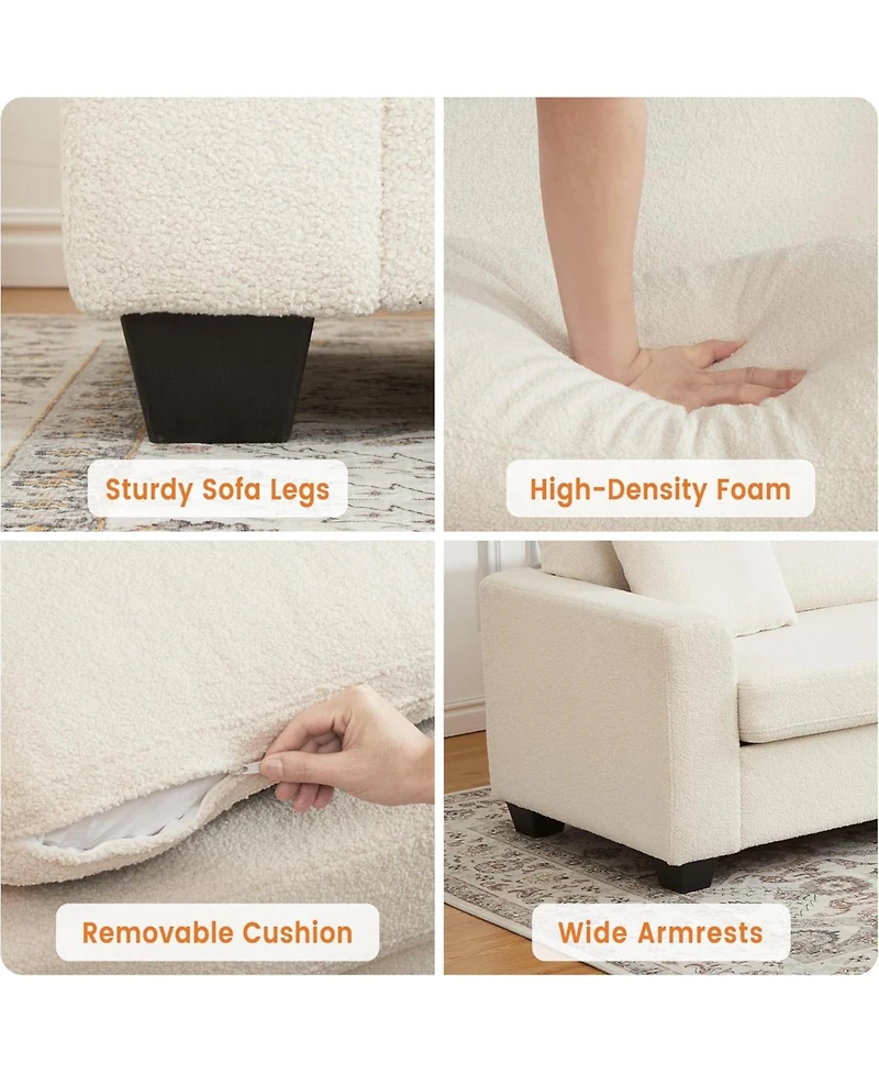 gaomon 83" Couch for Living Room, Comfy Sofa with Deep Seat, Modern Wide Armrest, Removeable Cover, Teddy Fleece 3 Seater