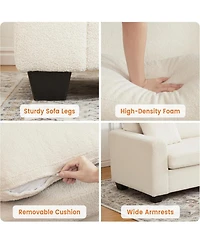 gaomon 83" Couch for Living Room, Comfy Sofa with Deep Seat, Modern Wide Armrest, Removeable Cover, Teddy Fleece 3 Seater