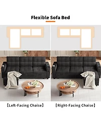 gaomon Couches for Living Room Shaped Sectional Sleeper Sofa with Pull Out Bed, Comfy Bed Charging Ports and Storage Armrests