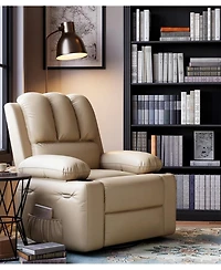 gaomon Manual Recliner Chair for Adults, Pu Leather Recliner with Cup Holders and Side Pockets, Ergonomic Design for Nursery, Living Room