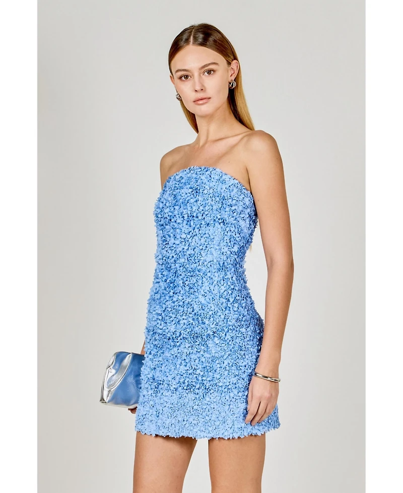 endless rose Women's Strapless Floral Dress