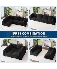gaomon 134 Modular Sectional Sofa, 4 Seat High Density Sponges Cloud Couch L Shaped Velvet with Upholstered for Living Room, Apartment