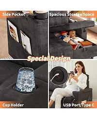 gaomon Couches for Living Room Shaped Sectional Sleeper Sofa with Pull Out Bed, Comfy Sofa Bed with Charging Ports and Storage Armrests