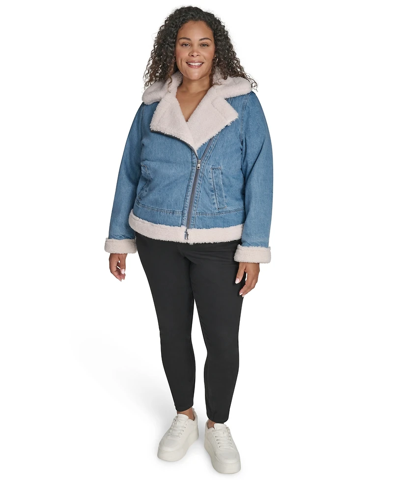 Levi's Plus Denim Laydown Collar Moto Jacket