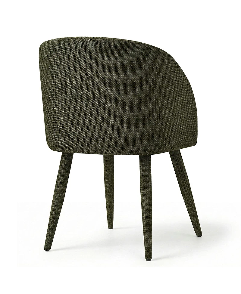 Maison Boucle Set of 2 Fabric Upholstered Arm Dining Chairs with Metal Legs