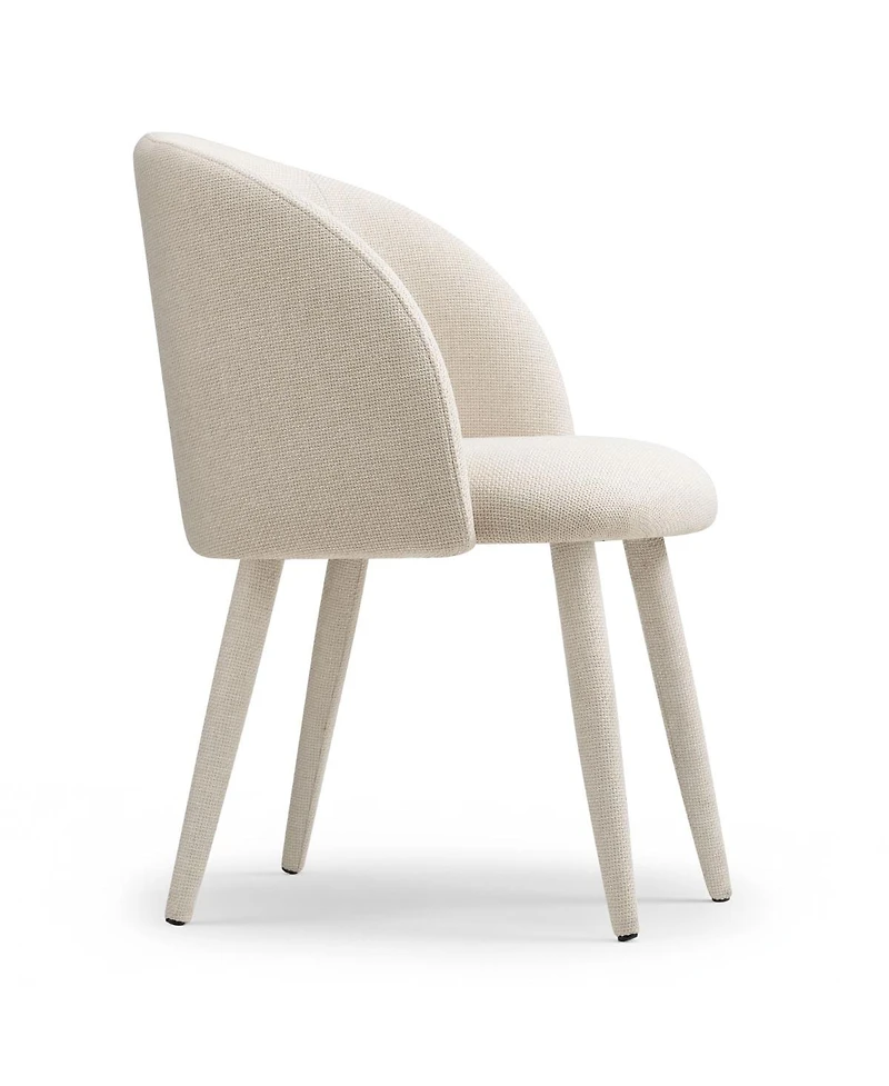 Maison Boucle Set of 2 Fabric Upholstered Arm Dining Chairs with Metal Legs