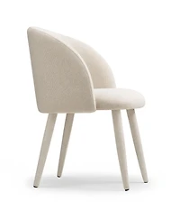 Maison Boucle Set of 2 Fabric Upholstered Arm Dining Chairs with Metal Legs