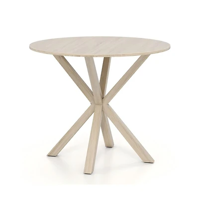 Gouun 36 in Round Wood Dining Table with Intersecting Pedestal Base