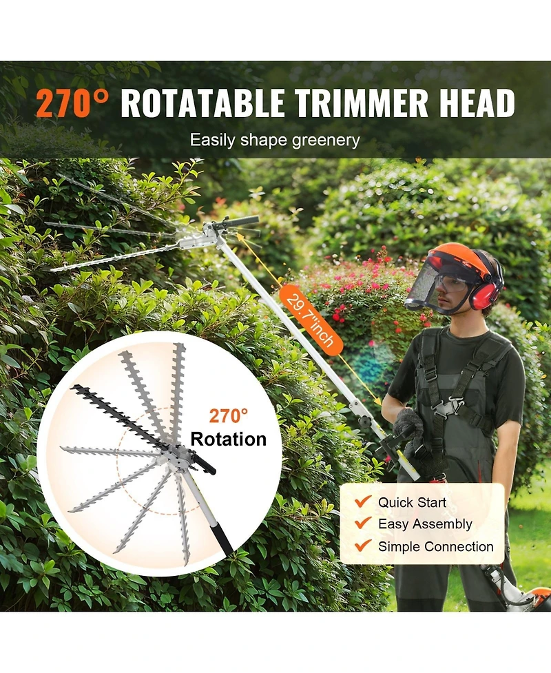 Sugift 43CC 6-in-1 Multi-Functional Trimming Tools, Gas Hedge Trimmer, Weed Eater and More