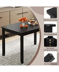 Sugift 48 in Rectangular Wooden Dining Table for Four with Wood Legs