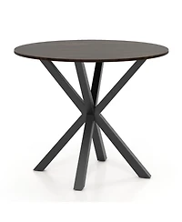 Sugift 36 in Wood Dining Table with Pedestal Base for Two to Four