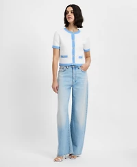 French Connection Bennet Rib Knit Short-Sleeve Sweater