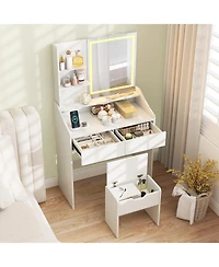 Sugift Vanity Desk Led Lighted Makeup Table with 3 Color Modes