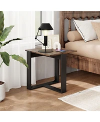 Sugift Industrial Sofa End Table with Metal Frame-2