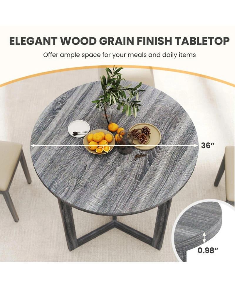 Gouun 36 in Round Pedestal Dining Table for 2-4 with Wing-Shaped Base