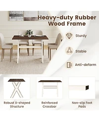 Gouun 43 in Modern Rectangular Dining Table with X-Shaped Rubber Wood Frame