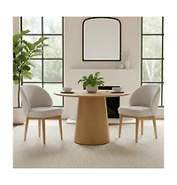 Maison Boucle Set of 2 Chenille Upholstered Dining Side Chairs with Solid Wood Legs