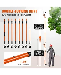 Sugift Manual Pole Saw, 7.3-27 ft Extendable Tree Pruner with Steel Blade for Branch Trimming