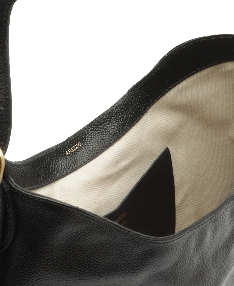 Arezzo Sabrina Large Leather Snap Button Hobo Handbag