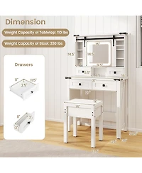 Sugift Makeup Vanity Desk with Mirror and Adjustable Storage Shelves