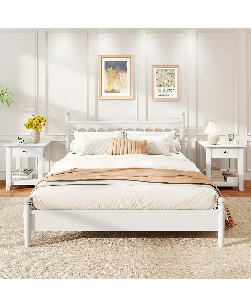 Sugift Set of 2 Nightstand with Drawer 3-Tier Modern Bedside Table with Open Shelf and Storage