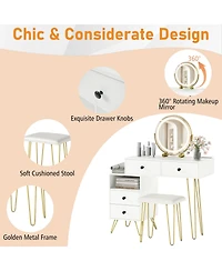 Sugift Modern Dressing Table with Storage Cabinet
