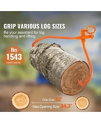 Sugift Log Skidding Tongs, 32 Inch, Heavy Duty Steel Lifting Tool for Lumber Handling