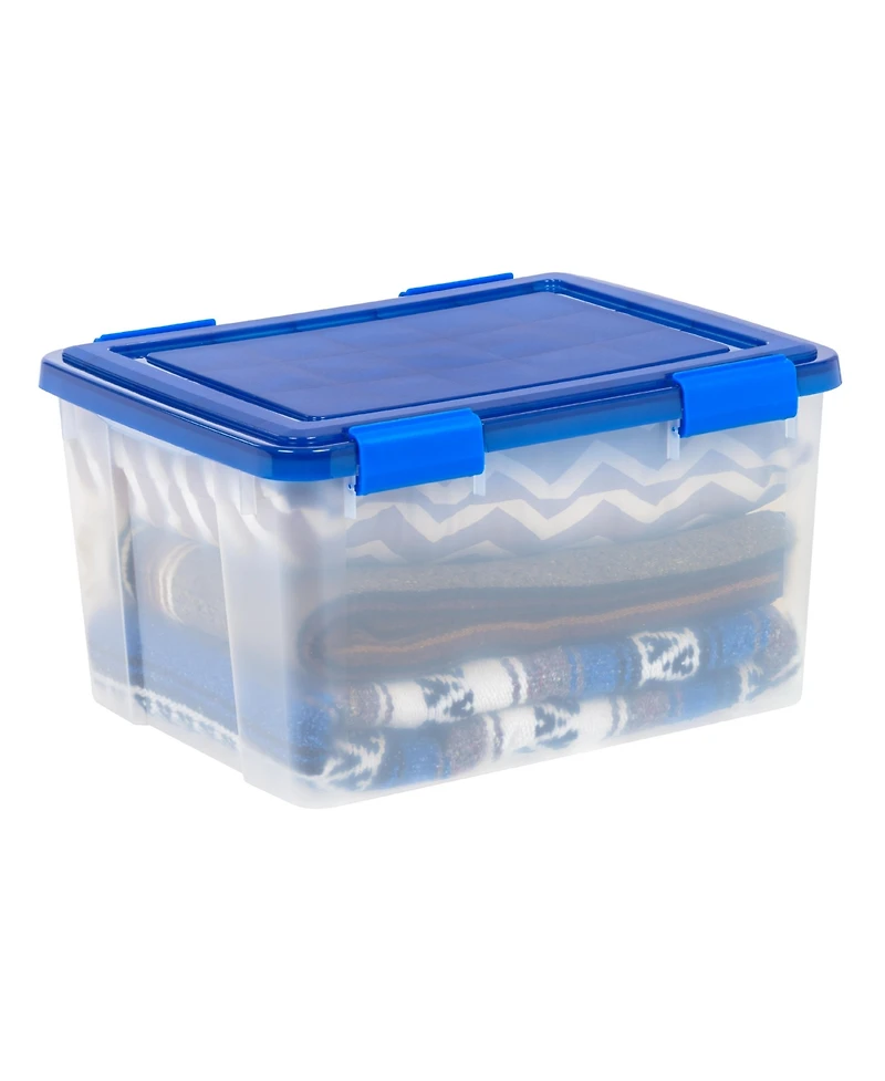 Iris Usa Weatherpro Airtight Plastic Storage Bins with Lids and Secure Latching Buckles, 46.6 Quart, Set of 4
