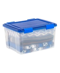 Iris Usa Weatherpro Airtight Plastic Storage Bins with Lids and Secure Latching Buckles, 46.6 Quart, Set of 4