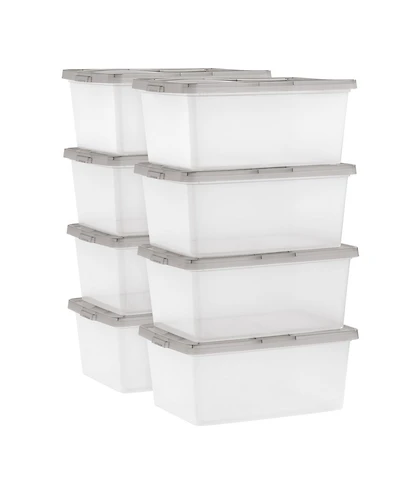 Iris Usa 8 Pack 17 Quart Clear Plastic Storage Box with Snap Lid