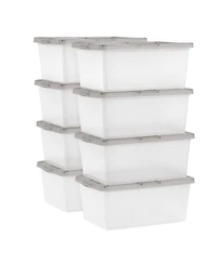 Iris Usa 8 Pack 17 Quart Clear Plastic Storage Box with Snap Lid