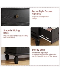 gaomon Bedroom 59" 8-Drawer Dresser Tv Stand, Wood Storage Chest with Carved Handles and Tapered Legs.