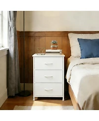 gaomon 3 Drawer Dresser for Bedroom, Compact Wood Grain Print Organizer with Fabric Bins.