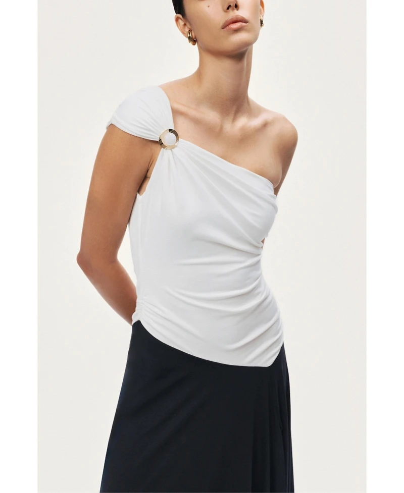 Nocturne Women's One-Shoulder Contrast Maxi Dress