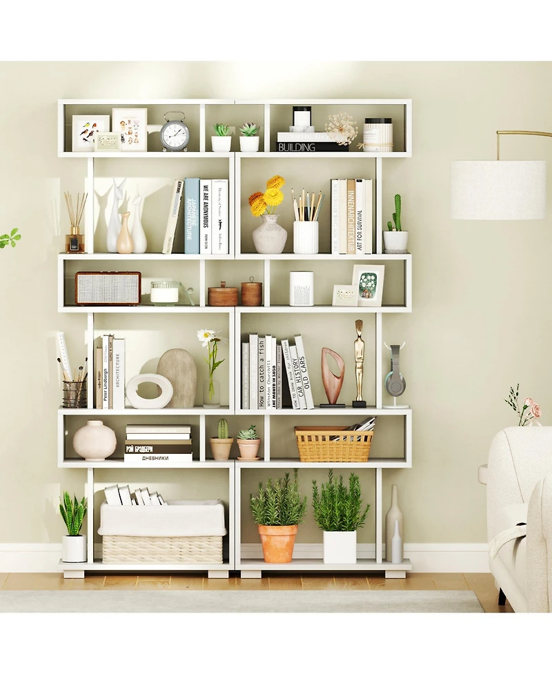 Gouun 6-Tier Tiered Bookcase with Anti-Tipping Kit, 23.5 x 8 x 64