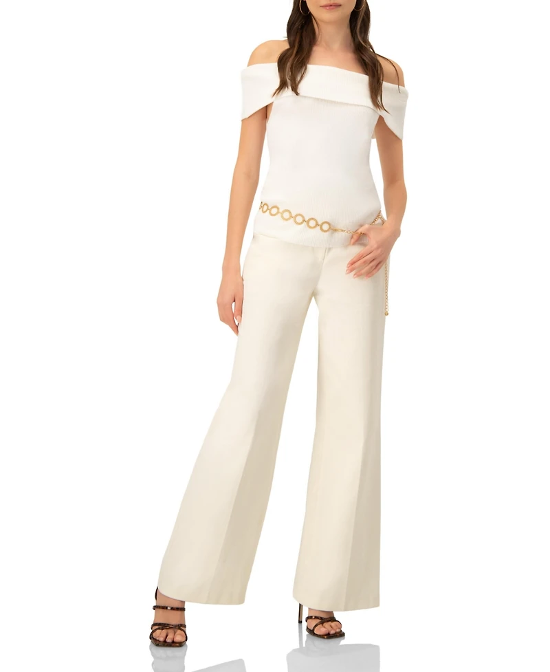 Ivonne Women's Cotton Wide-Leg Straight Pants