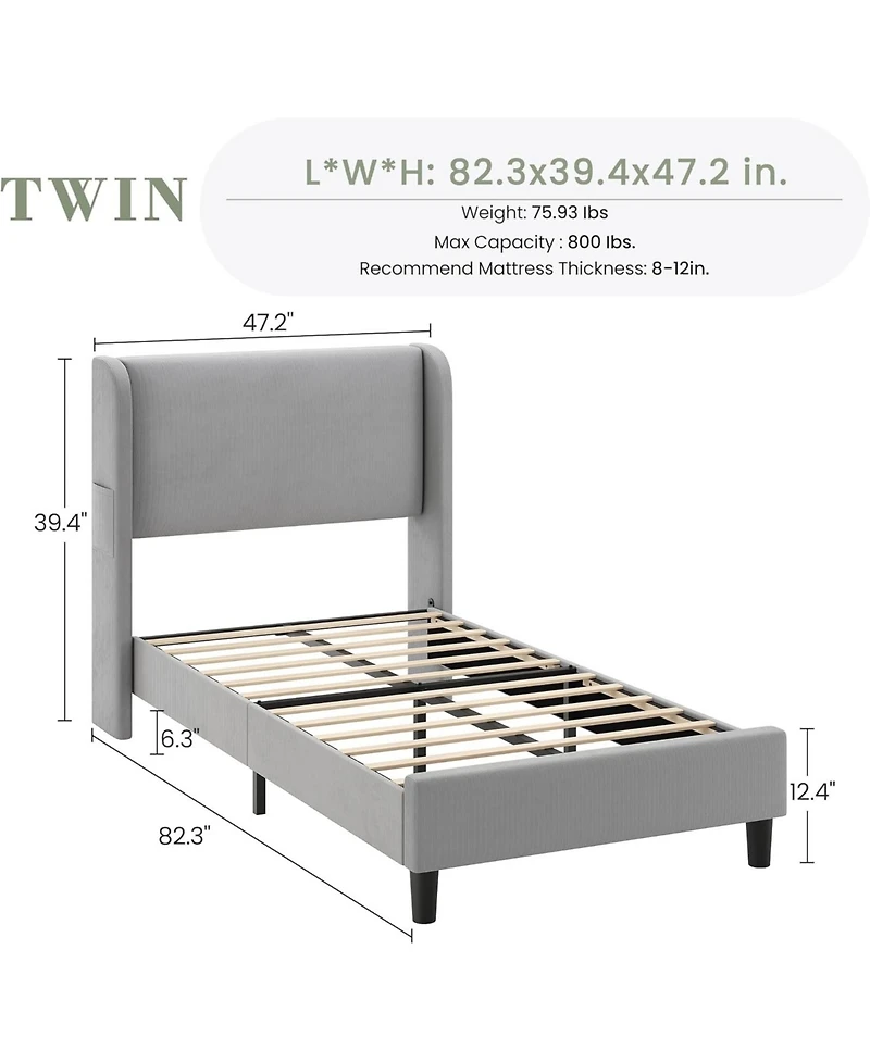 gaomon Bed Frame with Headboad and Wingback