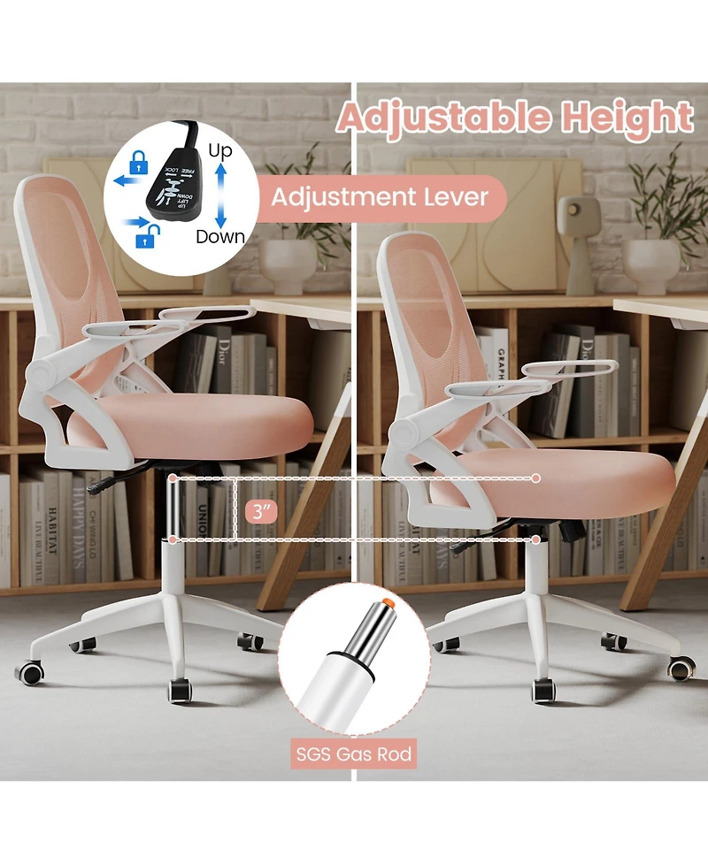 Sugift Ergonomic Computer Desk Chair with Lumbar Support and Flip-up Arms