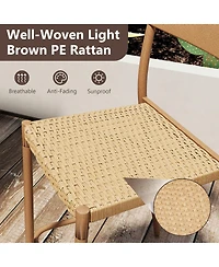 Sugift Patio Barstools Set of 4 with Rattan Seat and Metal Backrest