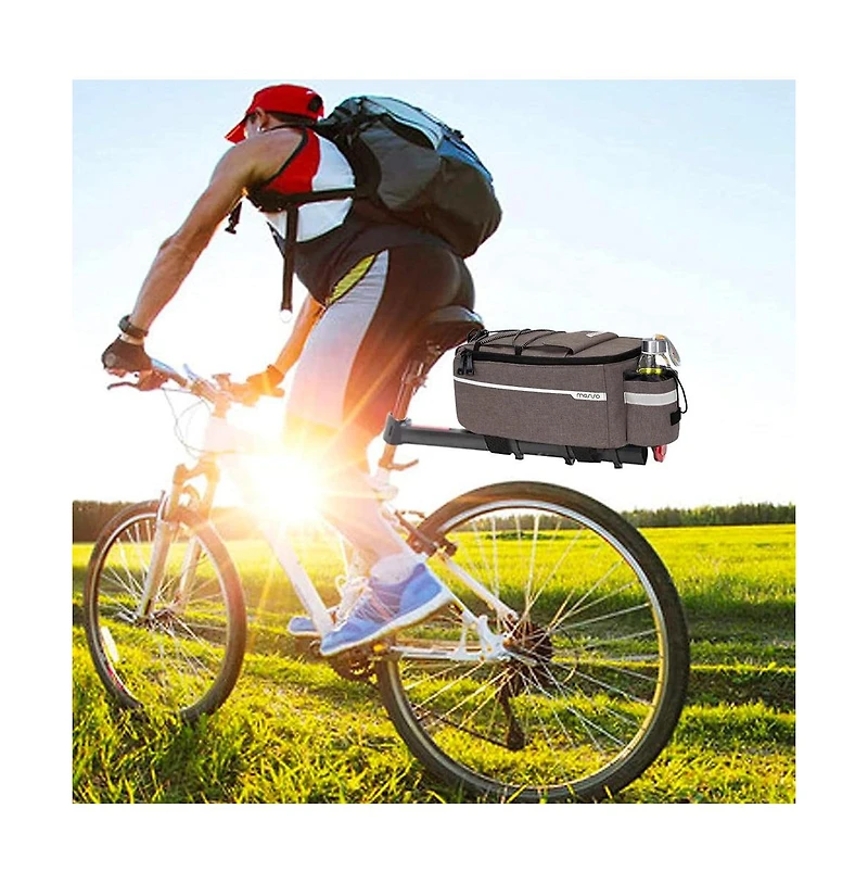 Aoligeijs Bike Rack Cooler Bag Insulated Waterproof Bicycle Trunk Bag Rear Seat Pannier with Bottle Holder for Food Delivery Picnic Commuting
