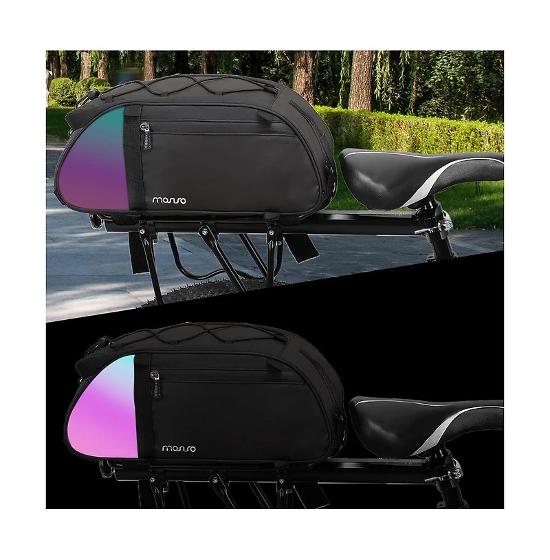Aoligeijs Waterproof Bike Rack Bag with Reflective Tail, Bicycle Rear Seat Trunk Storage with Shoulder Strap for Commuting Travel Cycling