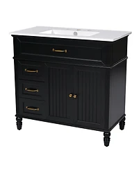 Busdays Bathroom Vanity with Sink Black Cabinet with Drawers Durable Frame Mdf Board Spacious Storage Two Package Delivery