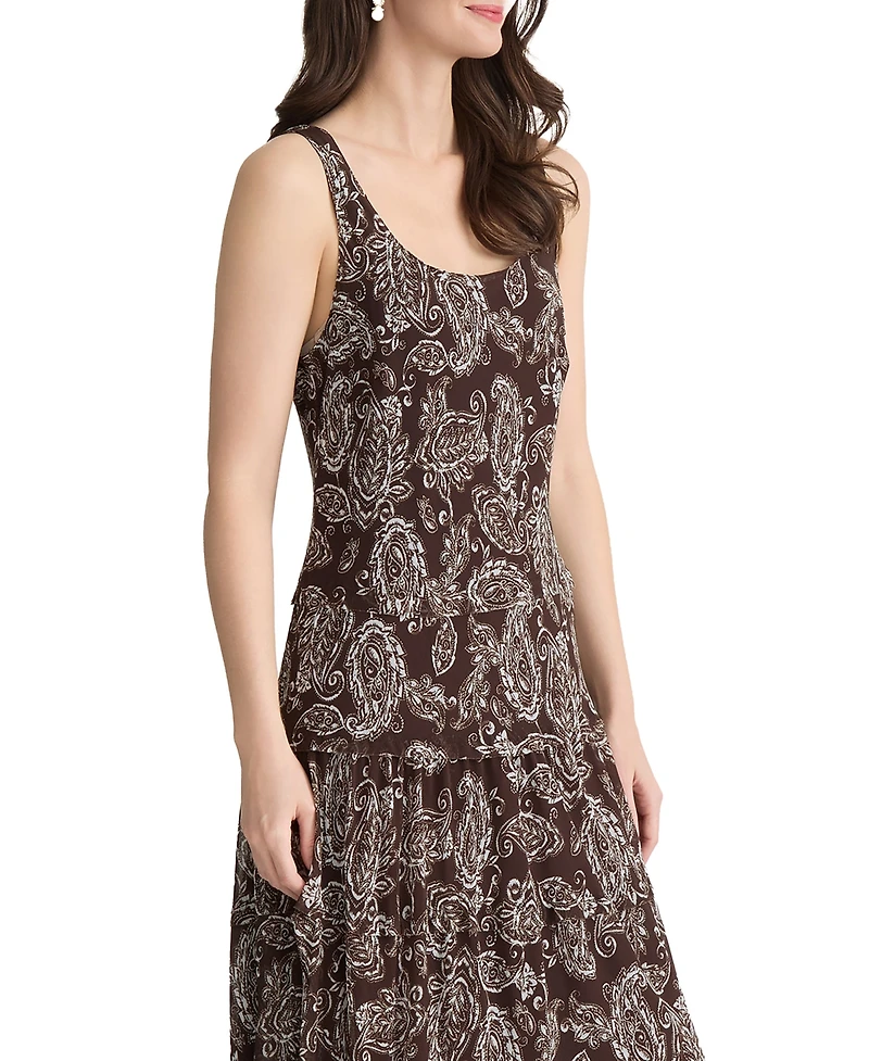 Jones New York Women's Scoop Neck Multi-Tier Maxi Dress