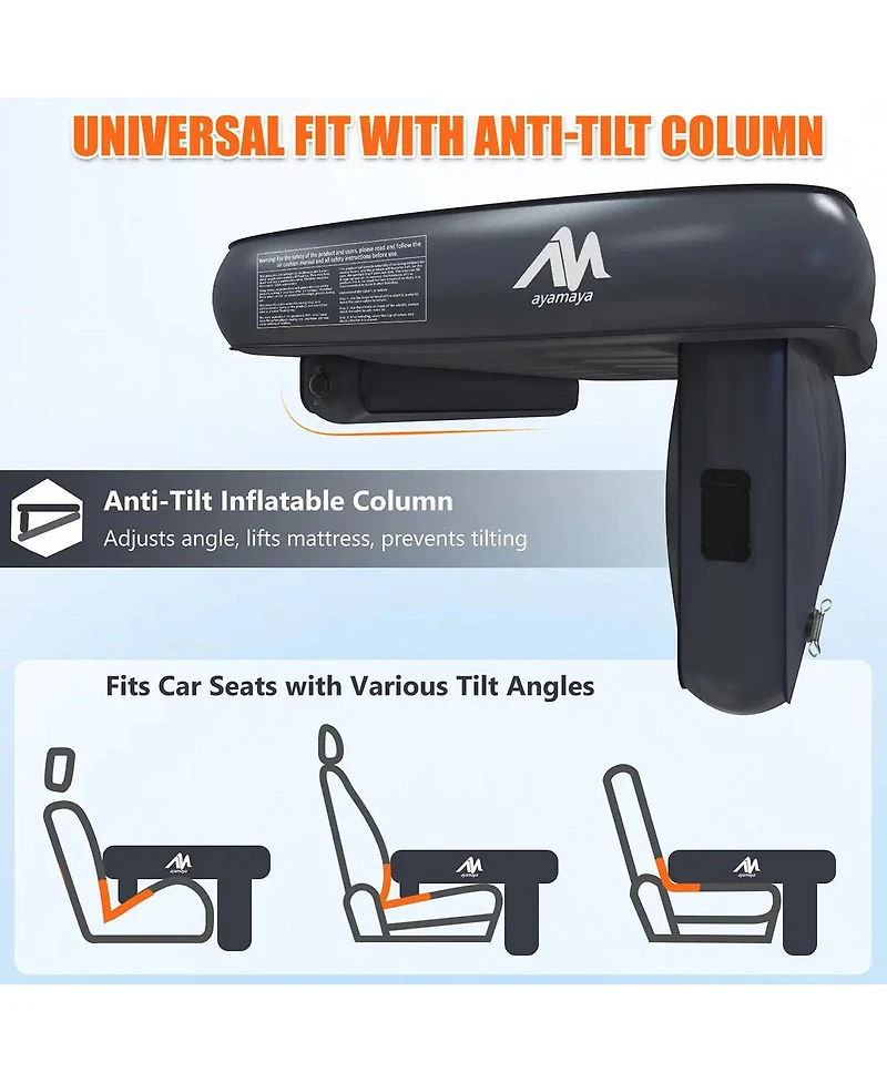 Ayamaya Car Air Mattress for Back Seat with Rechargeable Pump, Comfortable Travel Bed for Suv and Sedan Trips
