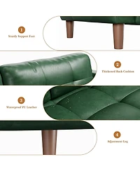 gaomon 3-Seater Sofa Couch, 83 in Wide Faux Leather Sofa Couch with Spring Cushion, Modern Sofa with Deep Seats and 2 Removable Back Cushions