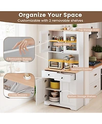 Gouun Pantry Cabinet with 2 Removable Shelves and Glass Doors