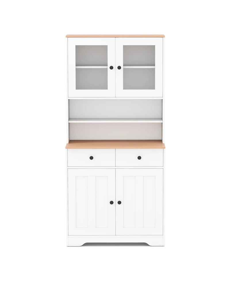 Gouun Pantry Cabinet with 2 Removable Shelves and Glass Doors